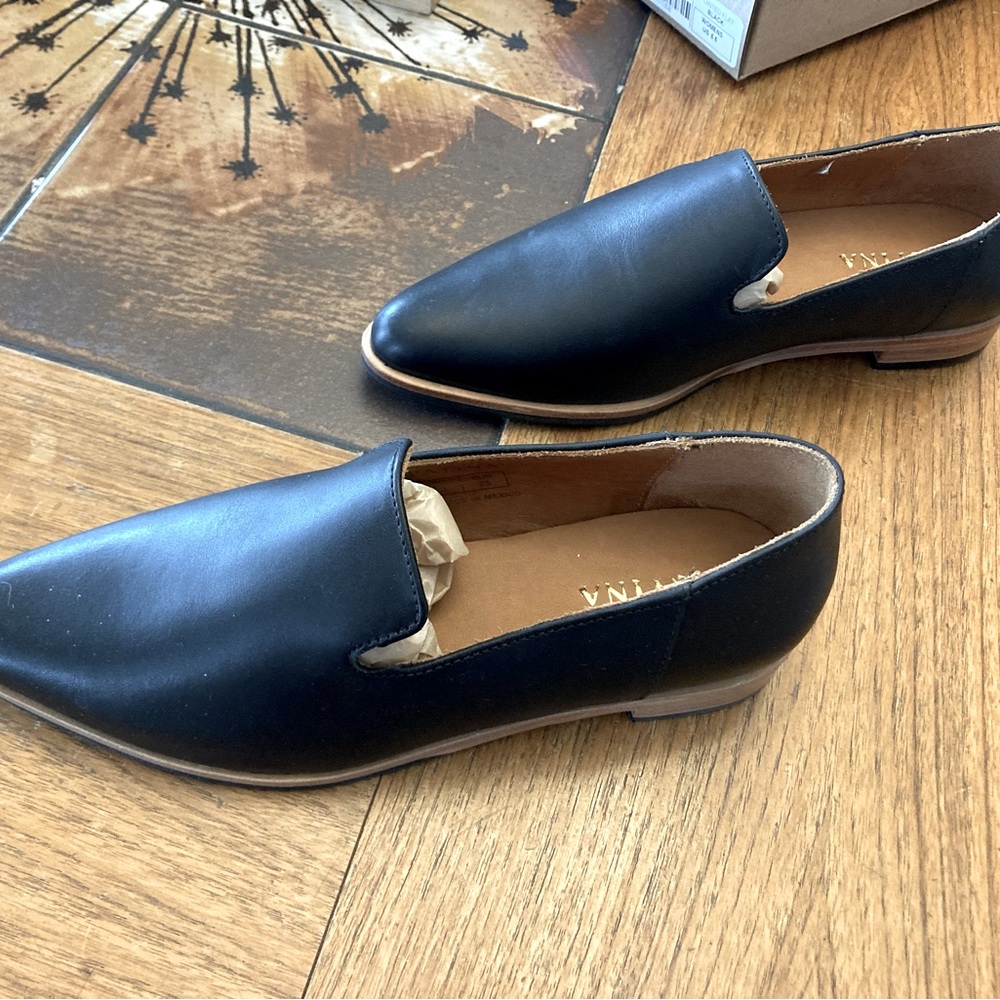 Black leather shoes